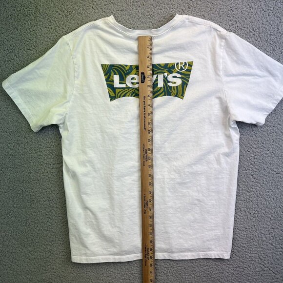 Levis Short Sleeve Pull Over T Shirt Mens White Green Logo‎ Size Large - Picture 7 of 11